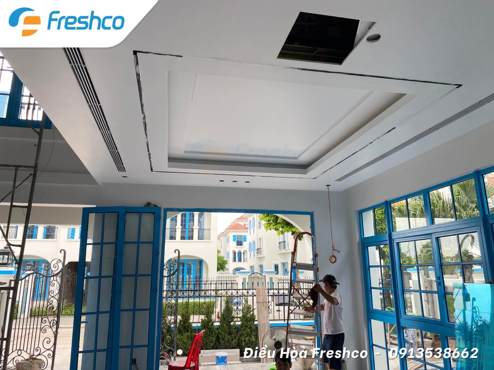 Thi công lắp đặt hệ thống điều hòa trung tâm tại biệt thự Feria Hạ Long