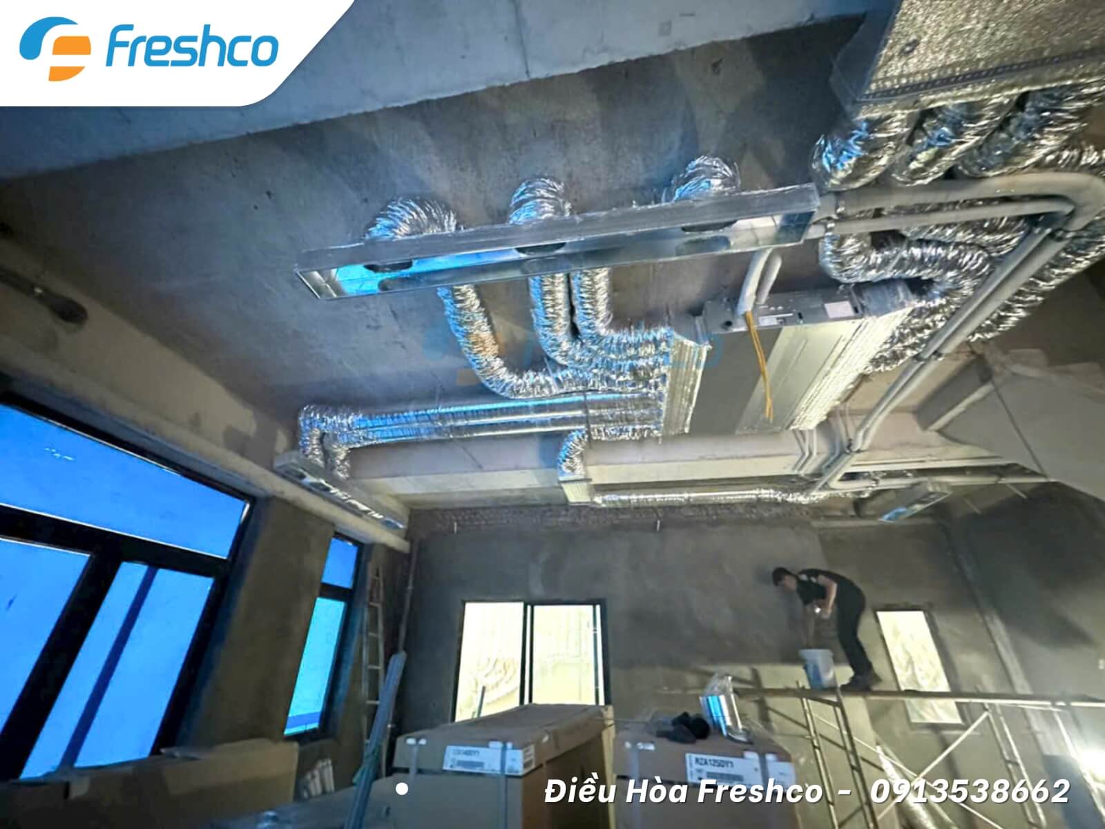 thi công lắp đặt hệ thống điều hòa cho biệt thự san hô