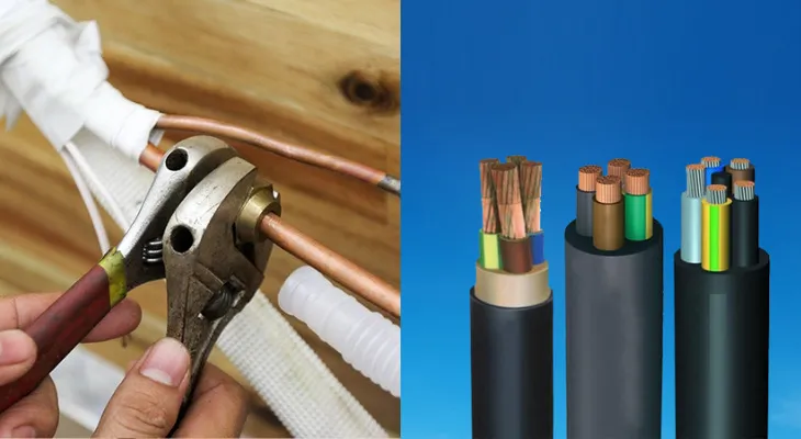 Máy lạnh âm trần còn có ống dẫn gas, dây điện điều khiển và dây điện động lực