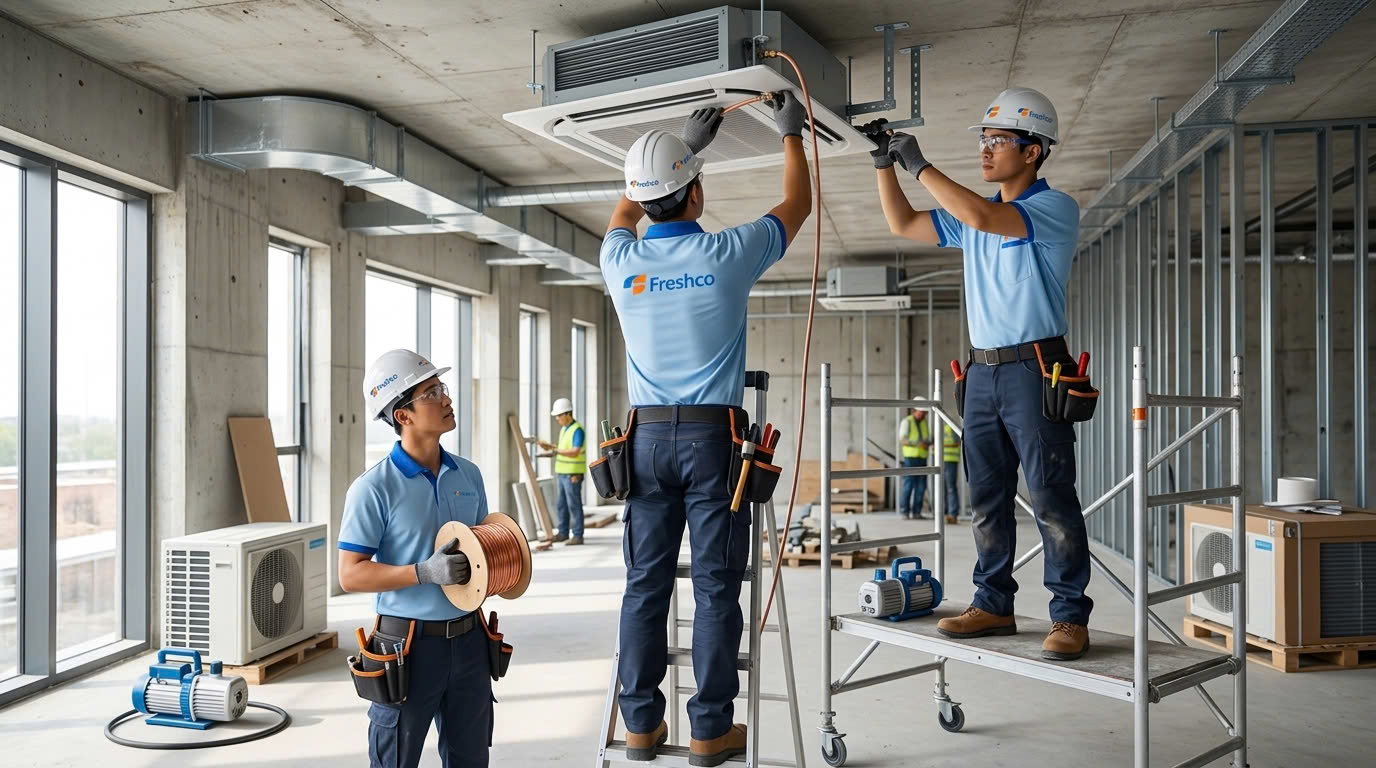 Freshco thi công lắp đặt dàn lạnh điều hòa trung tâm tại các dự án