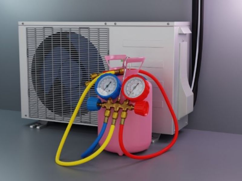 Kết nối đồng hồ đo với dàn nóng và bình gas