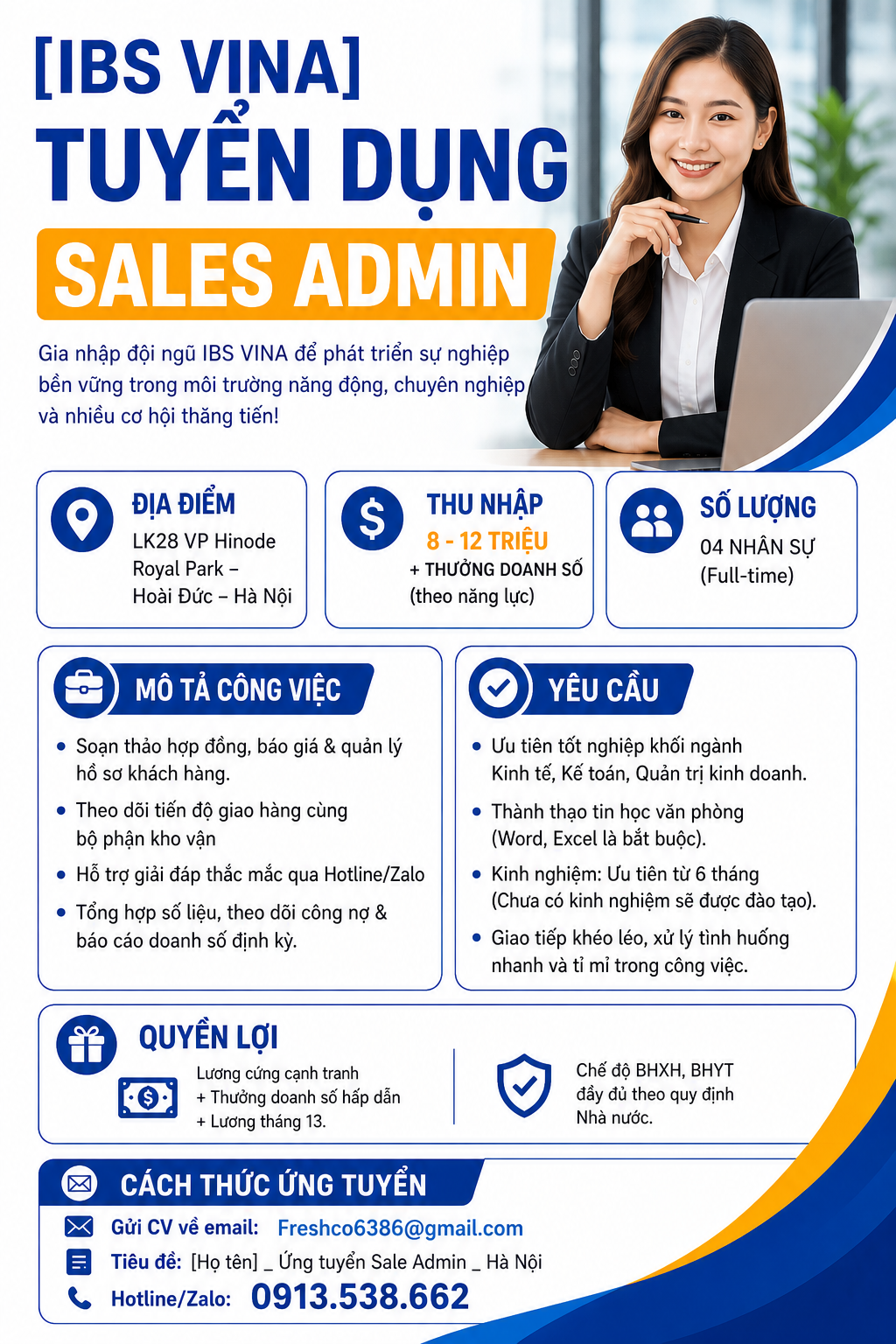 tuyen dung sales admin freshco