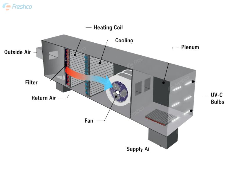 AHU là gì? Cấu tạo, nguyên lý hoạt động và ứng dụng của AHU trong hệ thống HVAC - ảnh 3