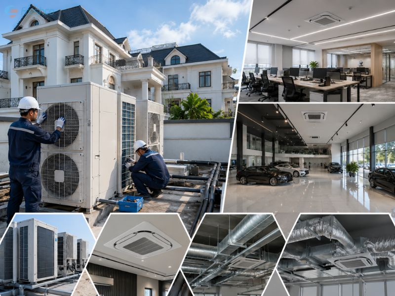 Lắp đặt điều hòa trung tâm tại Thanh Hóa cho biệt thự, văn phòng, showroom