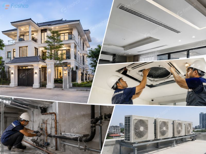Lắp đặt điều hòa trung tâm tại Thanh Trì uy tín cho biệt thự nhà phố