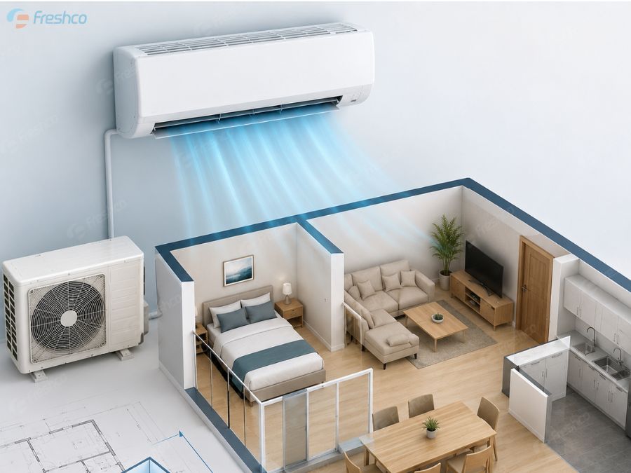 Cách tính công suất điều hoà chuẩn 2026: Hướng dẫn chi tiết theo diện tích và thể tích phòng 3 cách tính công suất điều hòa trung tâm - ảnh 2