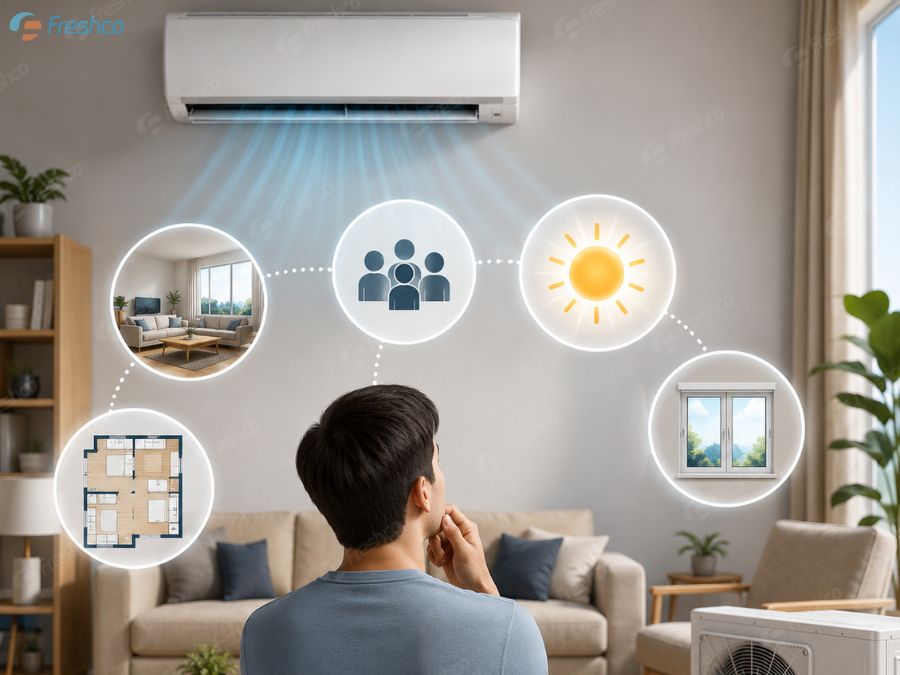 Cách tính công suất điều hoà chuẩn 2026: Hướng dẫn chi tiết theo diện tích và thể tích phòng 4 cách tính công suất điều hòa trung tâm - ảnh 3