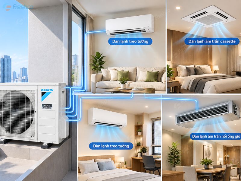 Cách tính công suất điều hòa Multi phù hợp với từng diện tích phòng 1 Cách tính công suất điều hòa Multi phù hợp với từng diện tích phòng